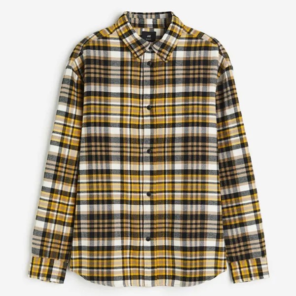 Рубашка H&M Loose Fit Flannel, желтый