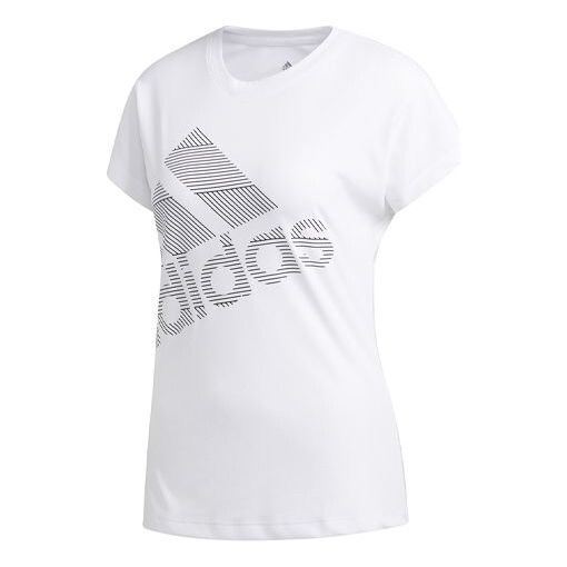 Футболка тренировочные спортивные с круглым вырезом с коротким рукавом Adidas, белый