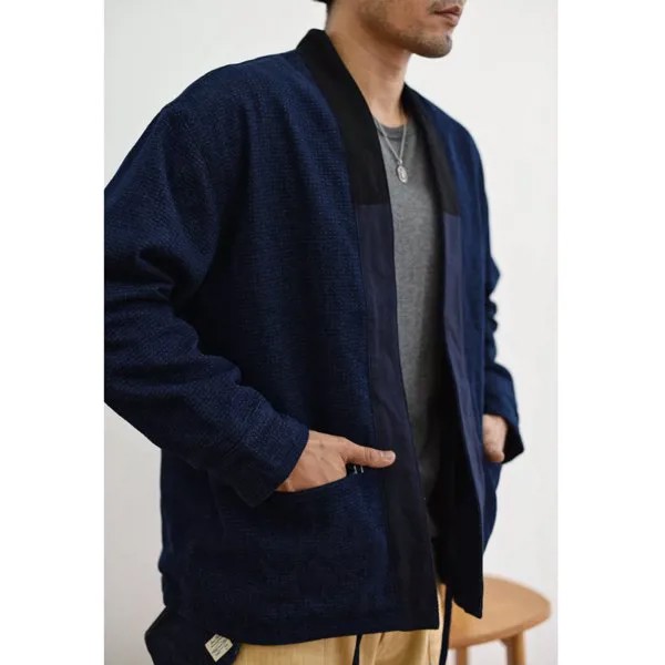 Saucezhan noragi jacket Мужская Двусторонняя Куртка даосский халат Sashiko Robe Мужская модная винтажная Осенняя хлопковая