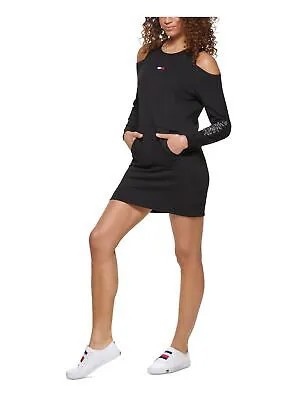 TOMMY HILFIGER SPORT Женский черный пуловер без подкладки с логотипом Мини-платье-толстовка L