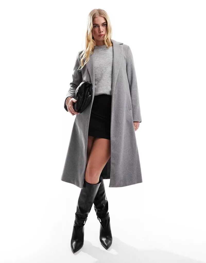 Элегантное пальто среднего серого цвета New Look