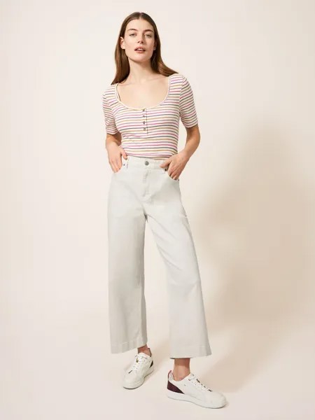 Однотонные укороченные джинсы White Stuff, светлый нейтральный цвет