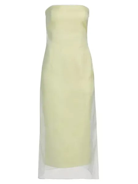 Платье миди без бретелек с накладным рисунком Punta Gauge81, цвет pale olive