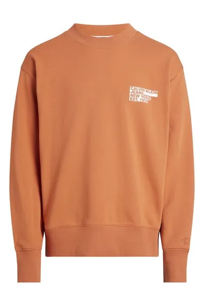 Свободный свитшот с заниженными рукавами и узором Calvin Klein Jeans, оранжевый
