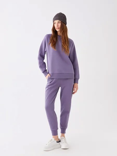 Женские однотонные спортивные штаны с эластичной резинкой на талии LCW Casual, матовый фиолетовый