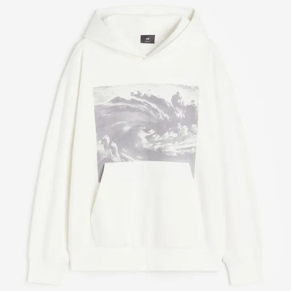 Толстовка H&M Relaxed Fit Printed Clouds, кремовый