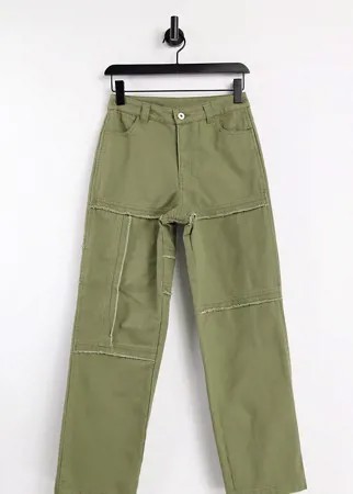 Зеленые прямые брюки с декоративными швами в стиле 90-х от комплекта COLLUSION Unisex-Зеленый цвет