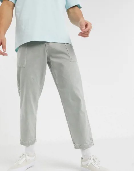 Серые суженные книзу джинсы плотностью 14 унций ASOS WHITE-Серый