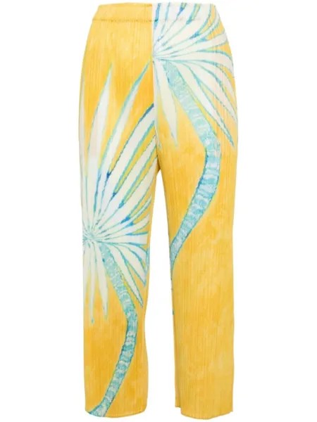 Pleats Please Issey Miyake плиссированные брюки с принтом, желтый