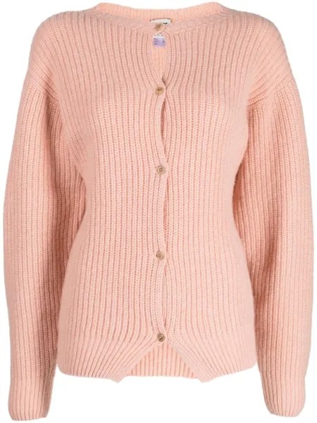 Baserange button-up ribbed cardigan, розовый