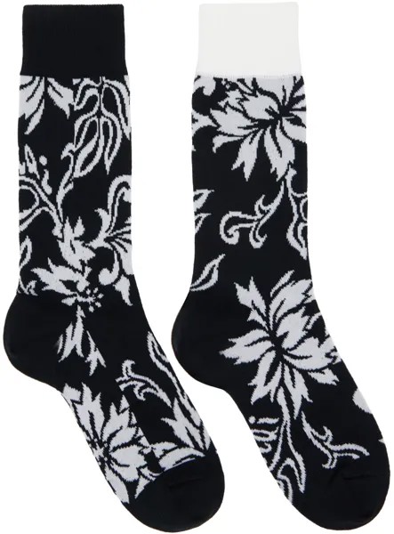 Черно-белые носки с цветочным принтом Sacai, цвет Black