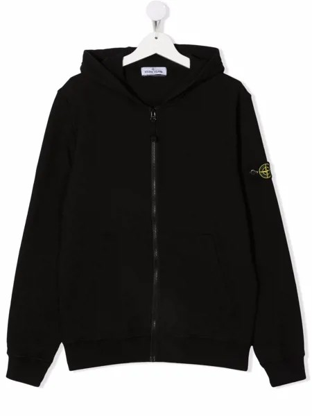 Stone Island Junior худи на молнии с нашивкой-логотипом
