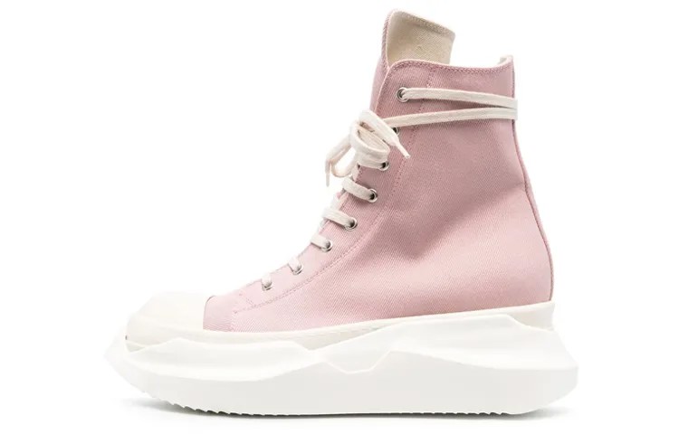Мужские парусиновые туфли с высоким берцем розового цвета Rick Owens Drkshdw