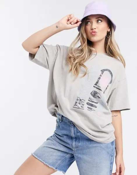 Футболка в стиле oversized с принтом ASOS DESIGN-Neutral