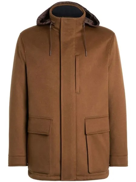 Zegna кашемировая куртка Oasi с капюшоном, коричневый
