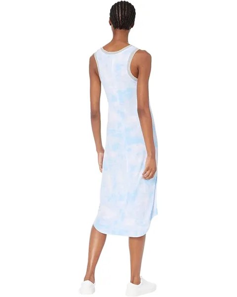 Платье Splendid Ribbed Jersey Racerback Maxi Gown, цвет Washed Tie-Dye Sky