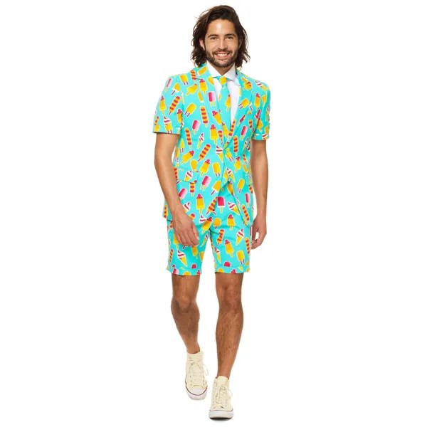 Мужской костюм и галстук приталенного кроя OppoSuits, голубой\желтый