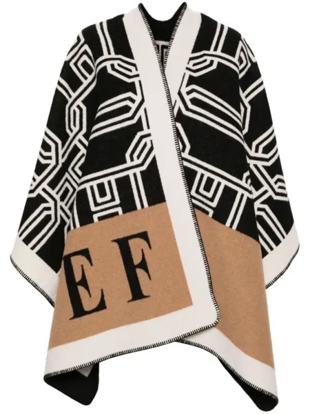 Elisabetta Franchi пончо с геометрическим узором, черный