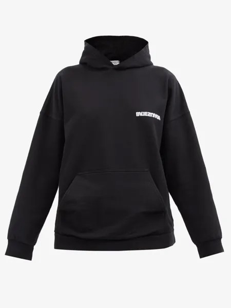 Худи из хлопкового джерси с логотипом Balenciaga, черный