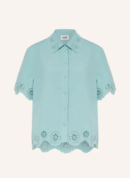 Блуза рубашка CLAUDIE PIERLOT mit Leinen und Lochstickereien, зеленый