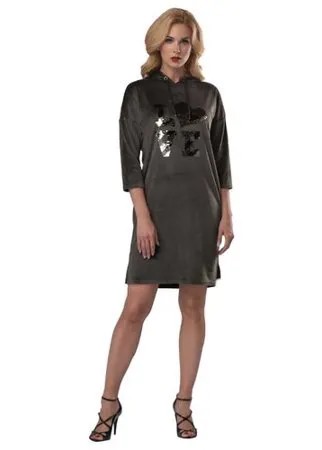 Lelio Короткое платье с капюшоном и аппликацией, хаки, L
