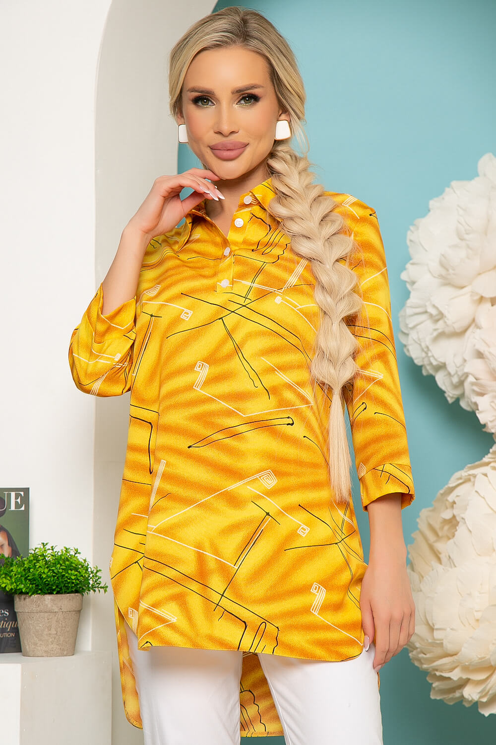 Рубашка женская LT Collection Флорида Б3800 желтая 48 RU