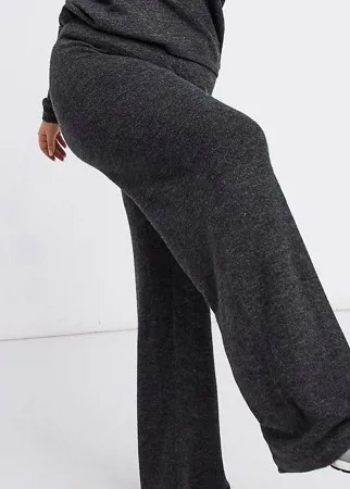 Темно-серые трикотажные брюки с широкими штанинами от комплекта Vero Moda Curve-Серый