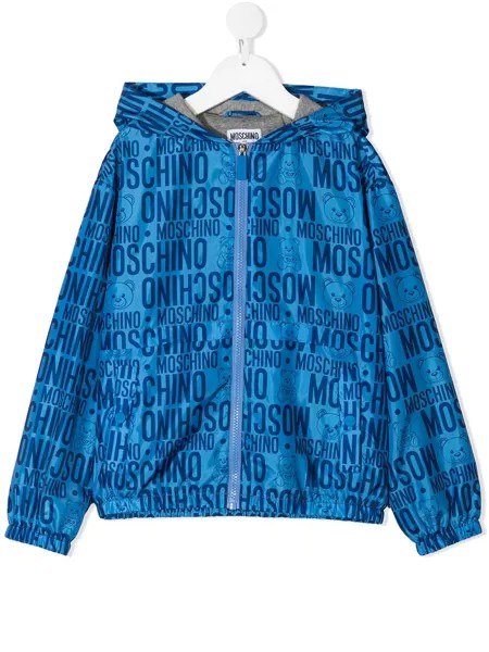 Moschino Kids куртка с капюшоном и логотипом