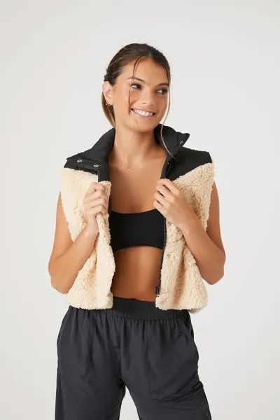 Жилет Active из искусственной овчины с цветными блоками Forever 21, черный