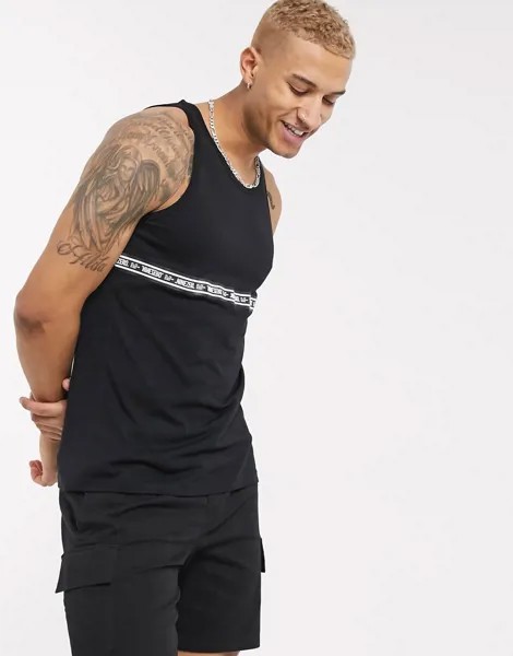Черная майка с фирменной лентой Jack & Jones Core-Черный