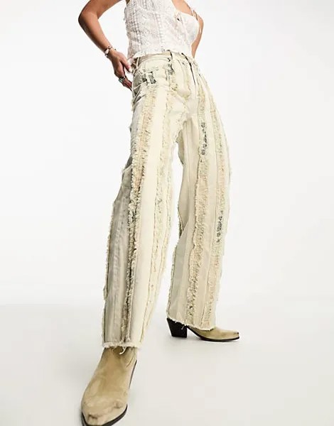 Бежево-бежевые джинсы с потертостями, ограниченная серия Reclaimed Vintage