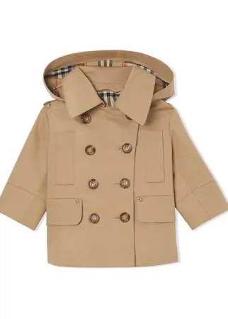 Burberry Kids двубортное пальто с капюшоном