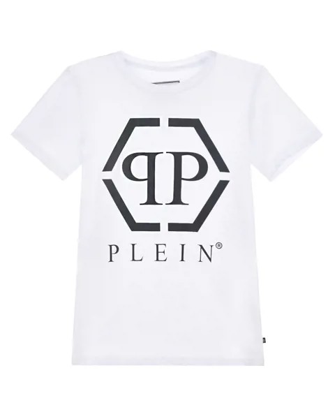 Белая футболка с крупным логотипом Philipp Plein детская