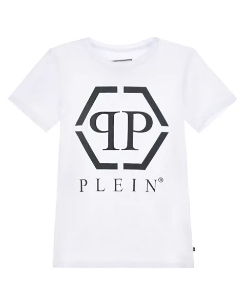 Белая футболка с крупным логотипом Philipp Plein детская
