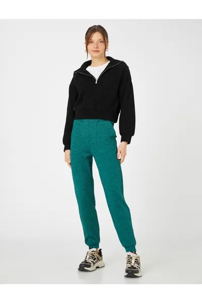 Спортивные брюки-джоггеры с меланжевым узором и эластичным карманом на талии Koton, зеленый