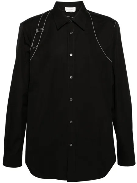 Alexander McQueen хлопчатобумажная рубашка с декоративной строчкой, черный