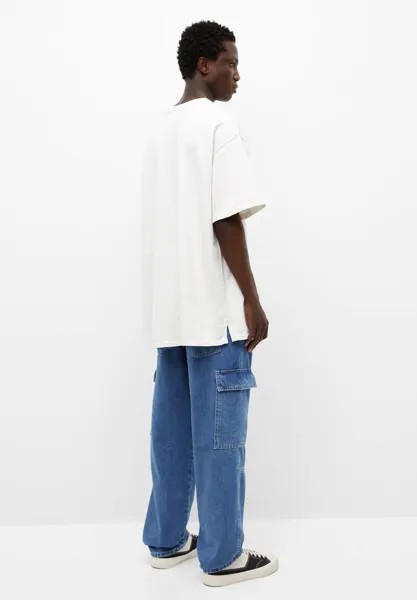 Джинсы прямого кроя PULL&BEAR, синий деним Colour Block With Seam Details