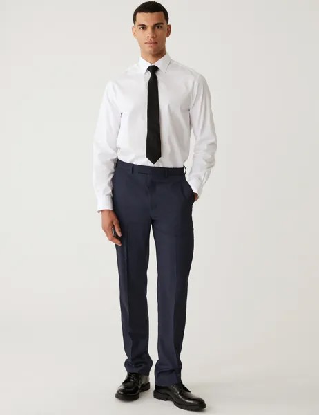 Эластичные костюмные брюки стандартного кроя Marks & Spencer, темно-синий