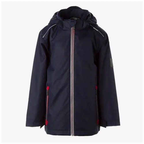 Куртка Huppa демисезонная, водонепроницаемость, ветрозащита, съемный капюшон, карманы, регулируемые манжеты, мембрана, утепленная, подкладка, капюшон, размер 110, синий