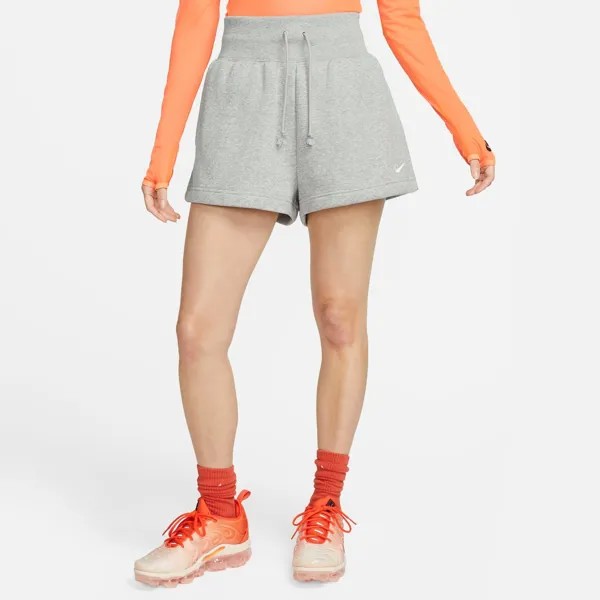 Женские флисовые шорты с высокой посадкой Nike Sportswear Phoenix, серый