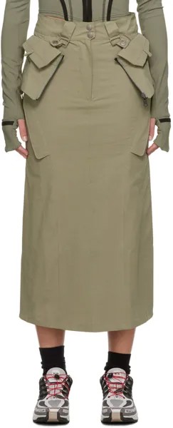 Длинная юбка цвета хаки с накладными деталями Hyein Seo