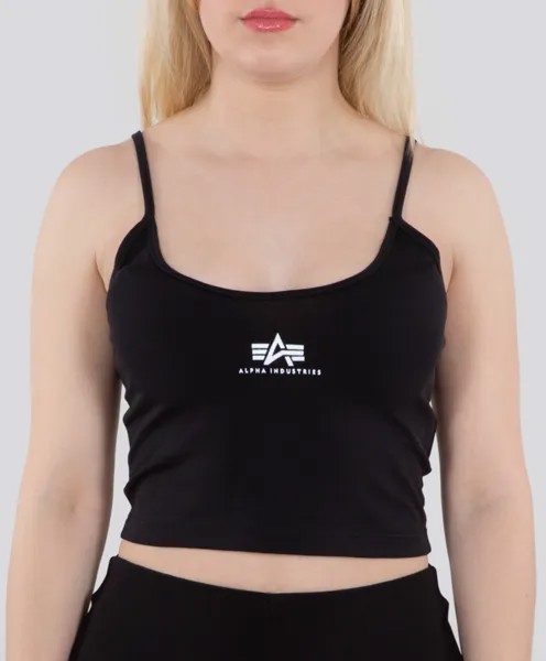 Топ Alpha Industries Basic Crop SL женский, черный