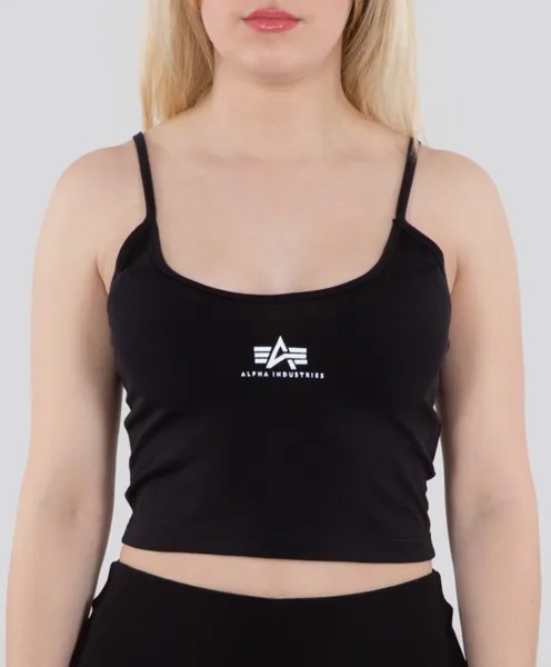 Топ Alpha Industries Basic Crop SL женский, черный