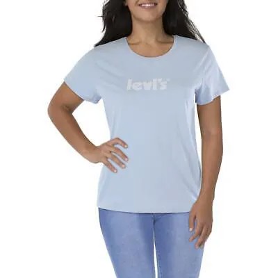Женская синяя хлопковая футболка с круглым вырезом Levis, пуловер, рубашка XXL BHFO 3112