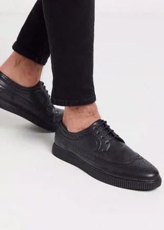 Черные броги-криперы из искусственной кожи ASOS DESIGN-Черный
