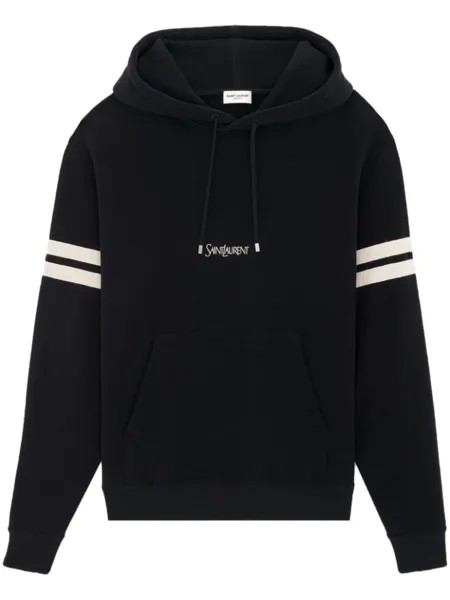 Saint Laurent худи в полоску, черный