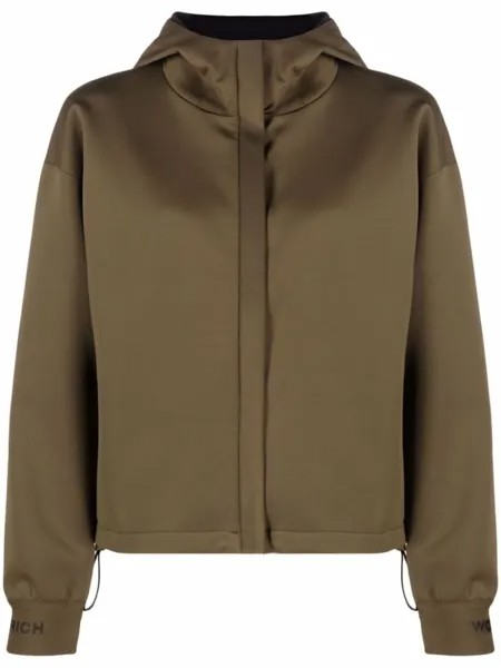 Woolrich бомбер на молнии с капюшоном, зеленый