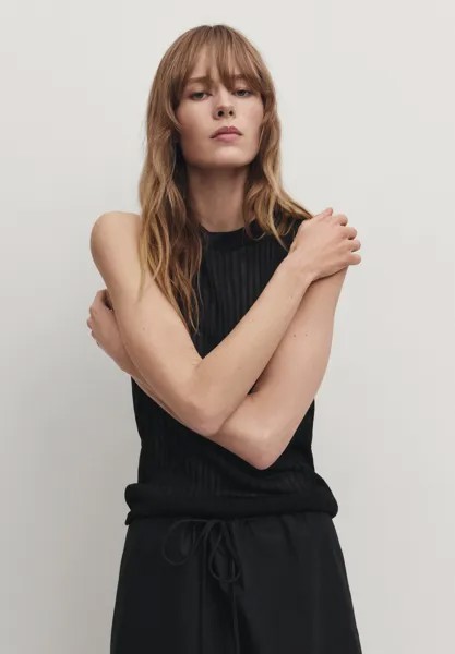 Топ SLEEVELESS OPEN Massimo Dutti, цвет black