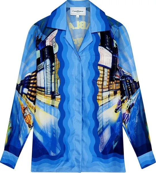 Рубашка Casablanca Long-Sleeve Cuban Collar Shirt 'Tokyo Nights', разноцветный