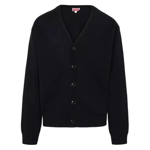 Кардиган black wool blend cardigan Kenzo, черный